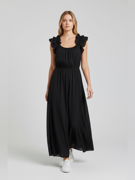 H&M Dresses & Skirts - H & M Maxi Dress Ruffle Shoulder Black Size XS